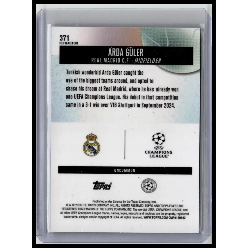 2025-26 Finest UEFA Arda Güler Refractor Real Madrid